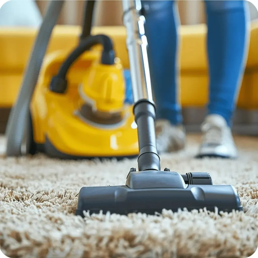 Professional carpet vacuuming by Sunshine Clean and Care