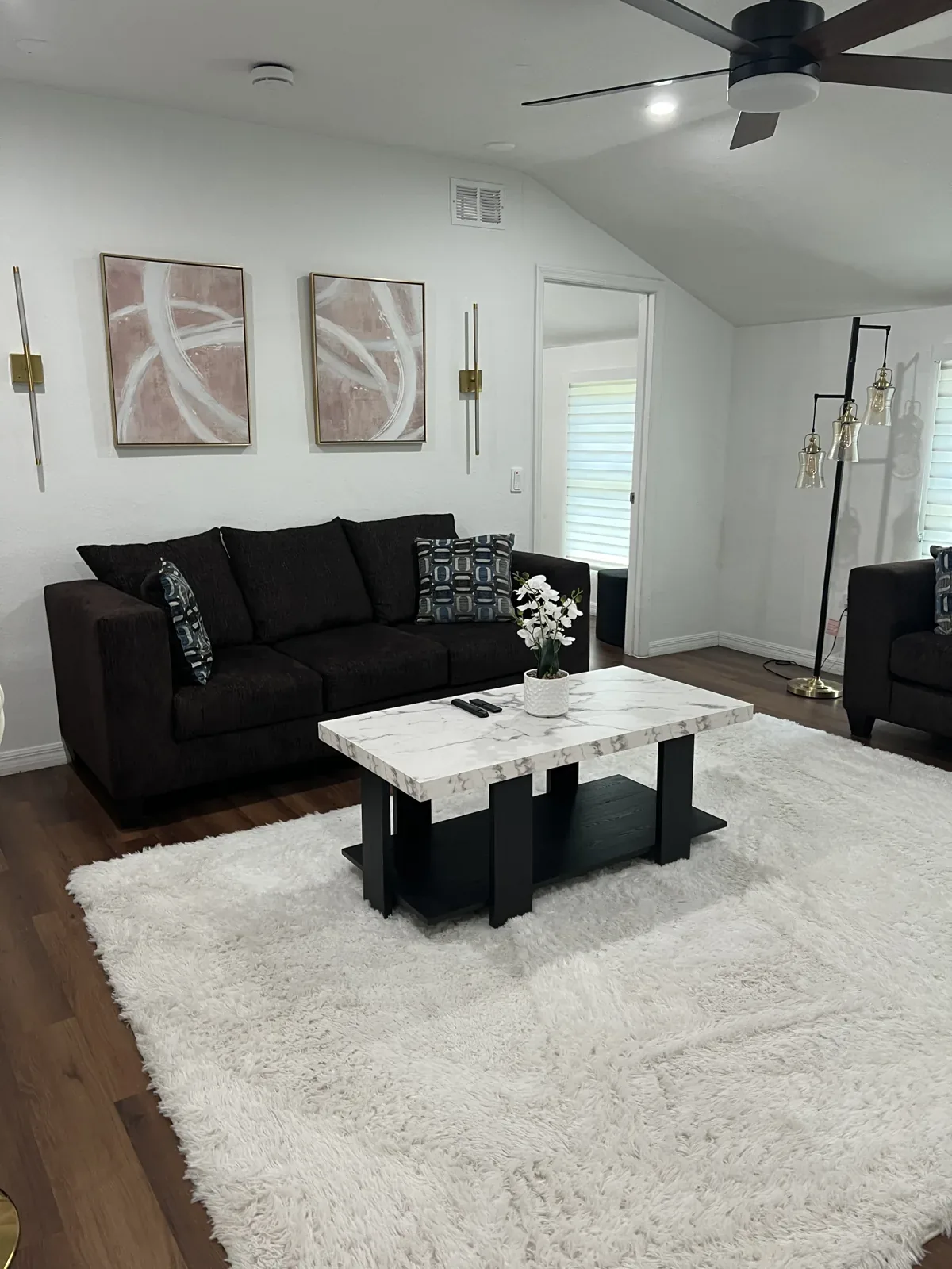 Vaulted living room tidied and cleaned